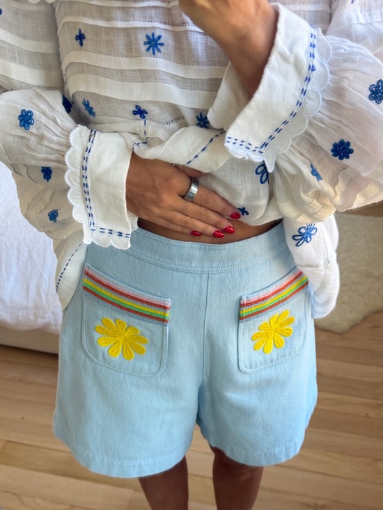 & Other Stories Pants - &other Stories Blue Shorts With Embroidery  Síndiso Khumalo Size 4